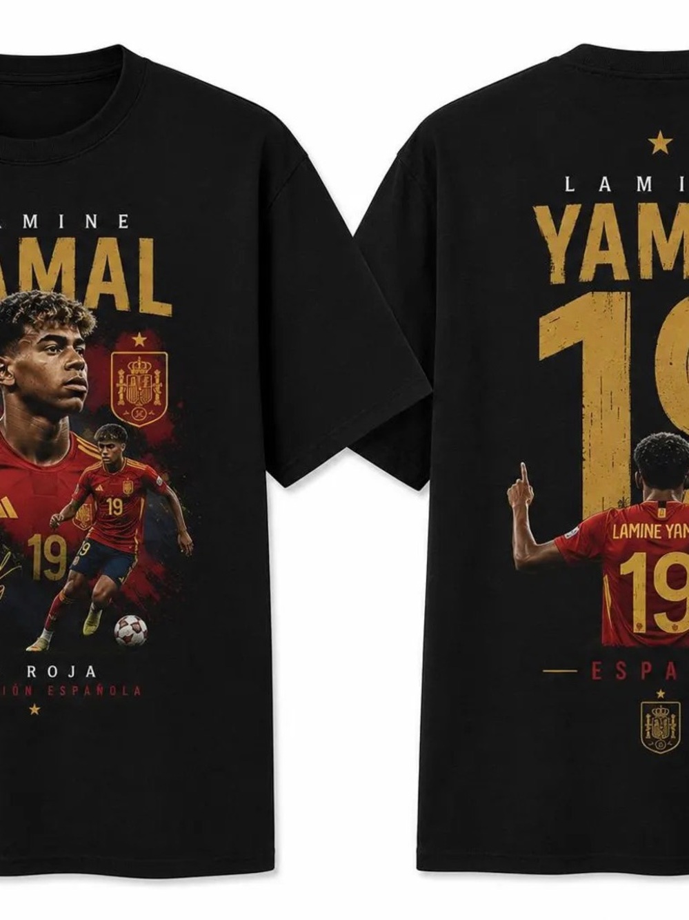 Lamine Yamal shirt, Spain  Black Soccer Graphic Tee featuring #19 #lamineyamal